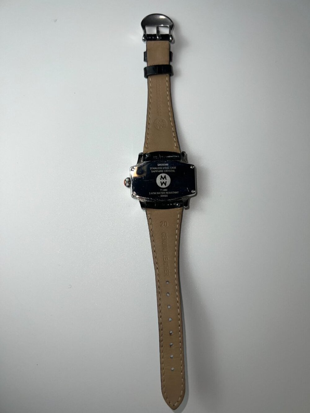 RARE MICHELE Coquette Retro Watch MOP Dial - Black Leather Belt - SWISS - Picture 10 of 12